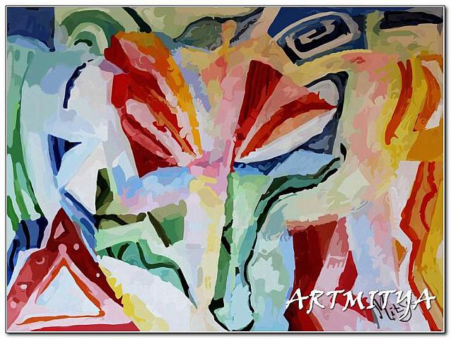 Three vibrant figures in space