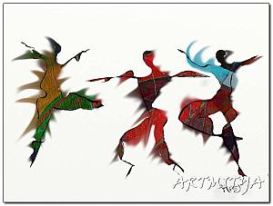 Three moving figures